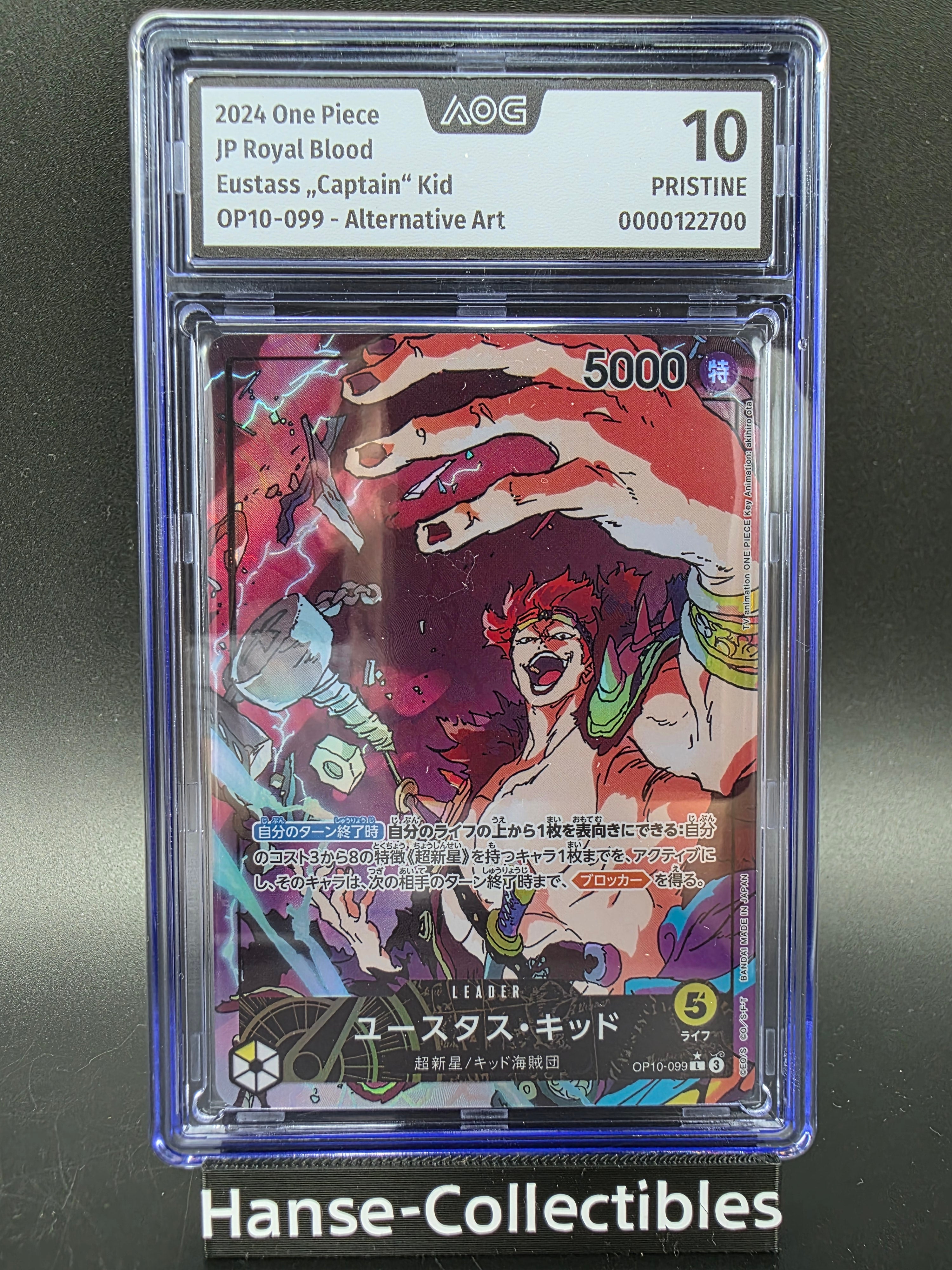OP10-099 Eustass Captain Kid Leader V2 Pristine 10 AOG Grading - One Piece TCG JAP