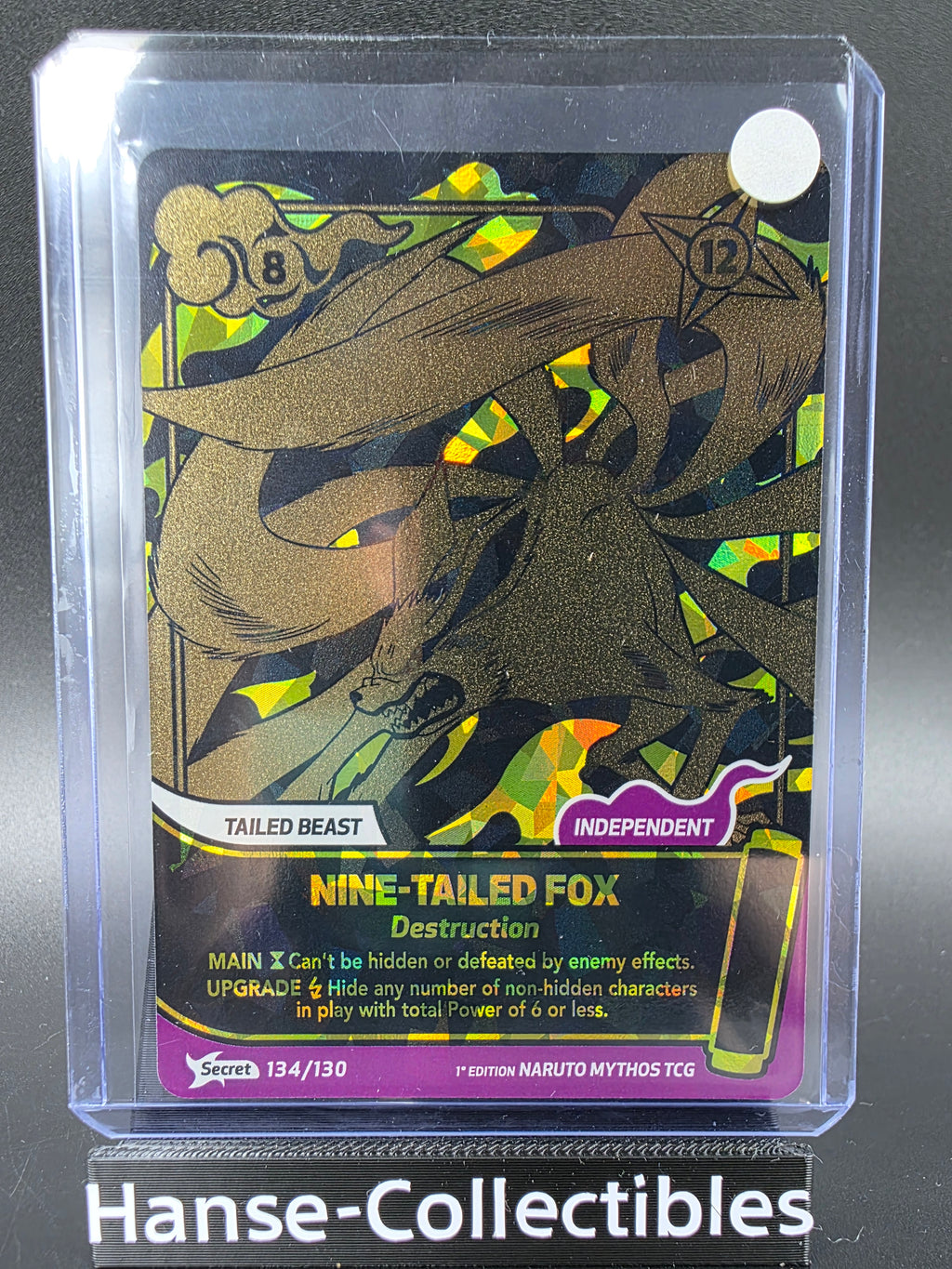 134/130 Secret Rare Nine-Tailed Fox - Naruto Mythos TCG ENG 1st Edition