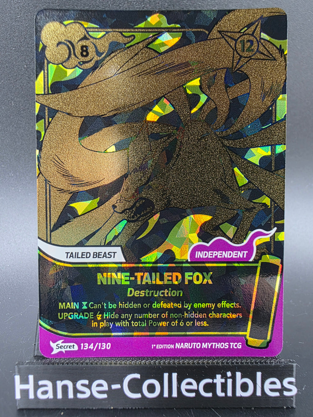 134/130 Secret Rare Nine-Tailed Fox - Naruto Mythos TCG ENG 1st Edition