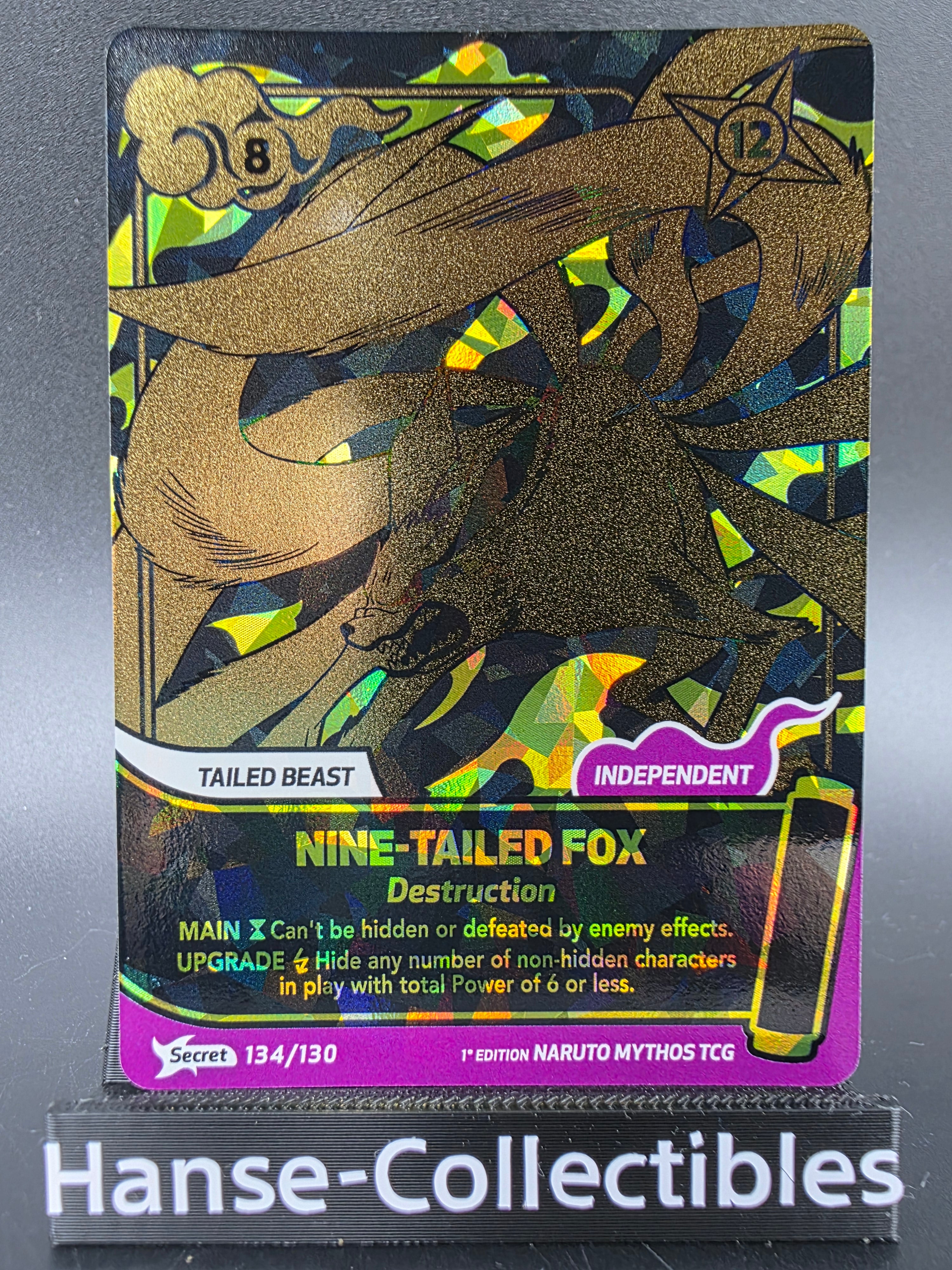 134/130 Secret Rare Nine-Tailed Fox - Naruto Mythos TCG ENG 1st Edition