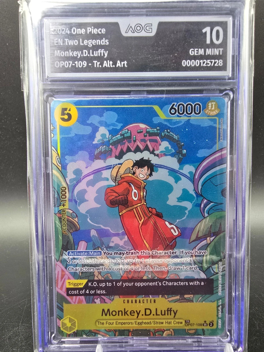 OP07-109 Monkey D. Luffy Treasure Rare AOG 10 Graded - One Piece TCG ENG