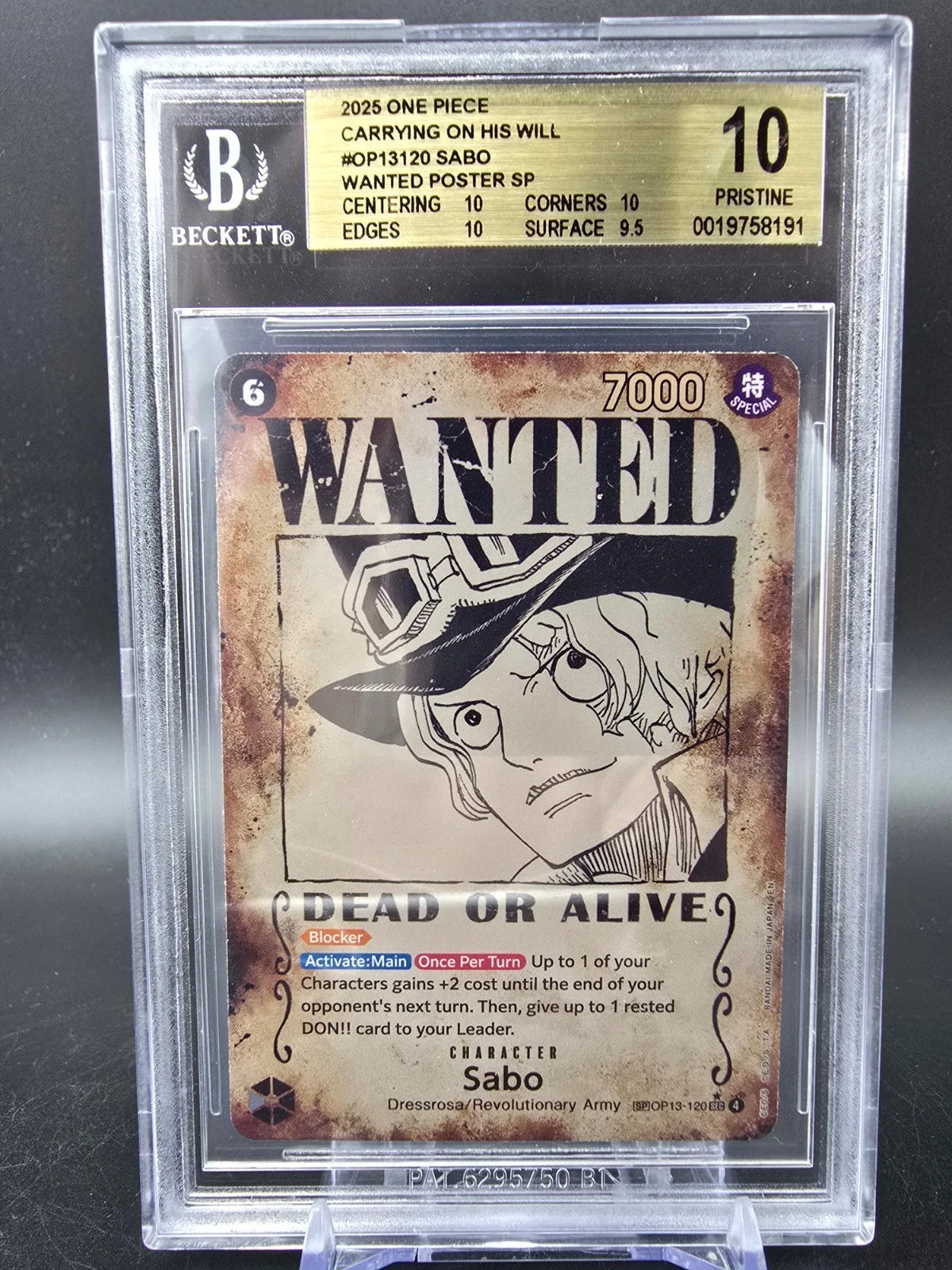 OP13-120 Sabo Wanted BGS 10 Graded - One Piece TCG ENG