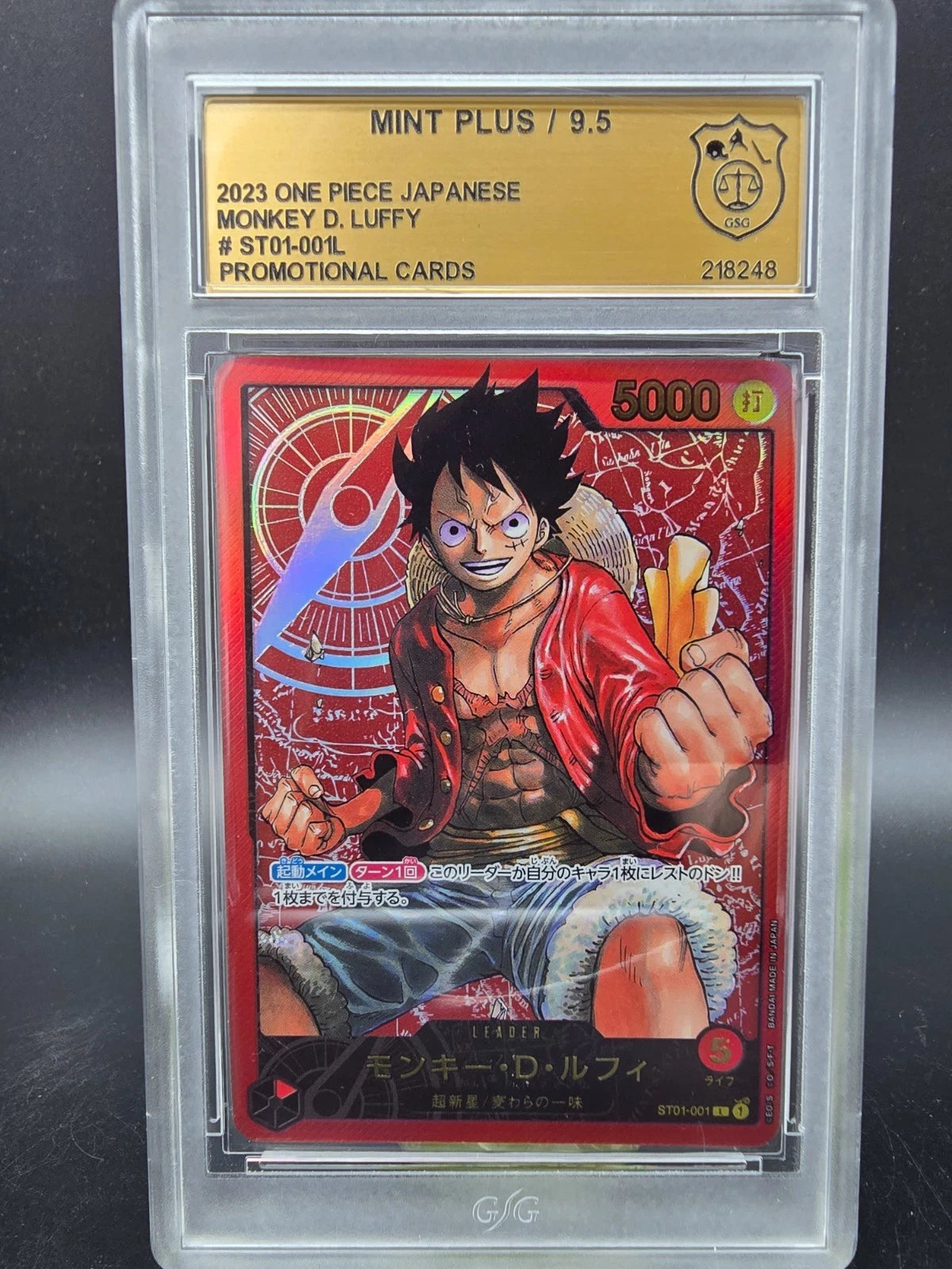 ST01-001 Monkey D. Luffy Leader Gold Lettering GSG 9.5 Mint+ - One Piece TCG JAP
