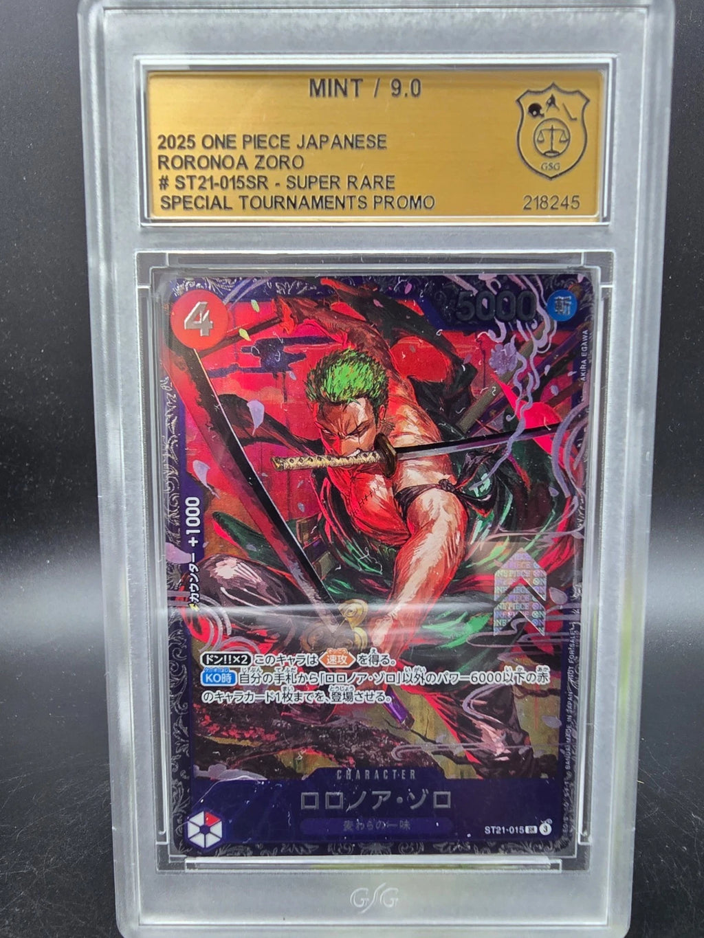 ST21-015 Roronoa Zoro STP Promo GSG 9 Mint Graded - One Piece TCG JAP